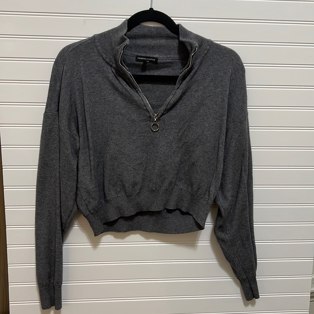 Dark Gray Kendall & Kylie Quarter-Zip Sweater